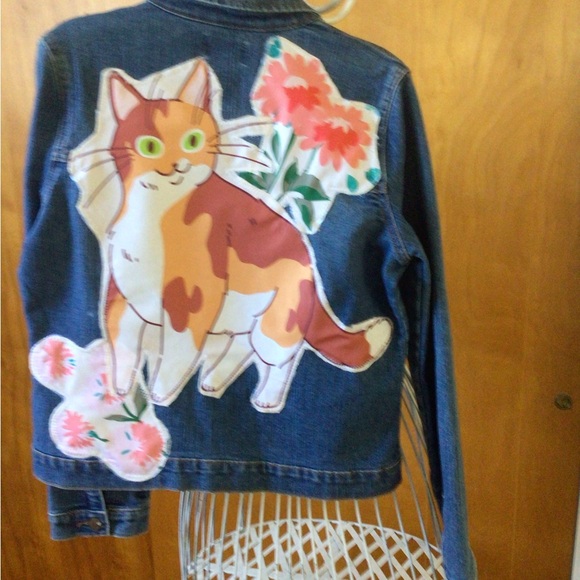 Upcycled denim jacket size children 16 - Picture 8 of 11